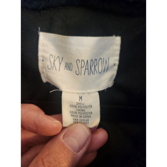 Sky‎ & Sparrow Medium Black Sherpa Open Jacket - Picture 2 of 7